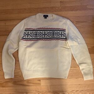 Brooks Brothers Cream Sweater with Geometric Pattern